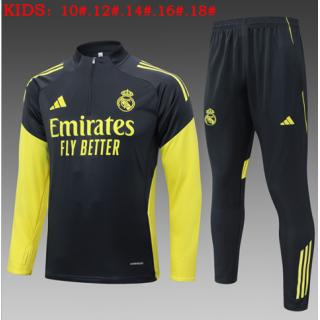 Chándal Real Madrid 2025/26 ( Gray with Yellow Half zipper) - NIÑOS
